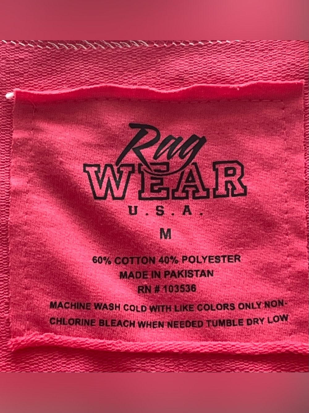 Rag Wear USA NWT Pink White Cropped Crewneck Sweatshirt M WN987 Y2K - Picture 5 of 7